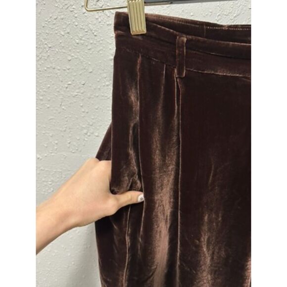 Ralph Lauren Purple Label Brown Velvet Pleated Trousers Straight / Wide US 10 - Picture 5 of 12